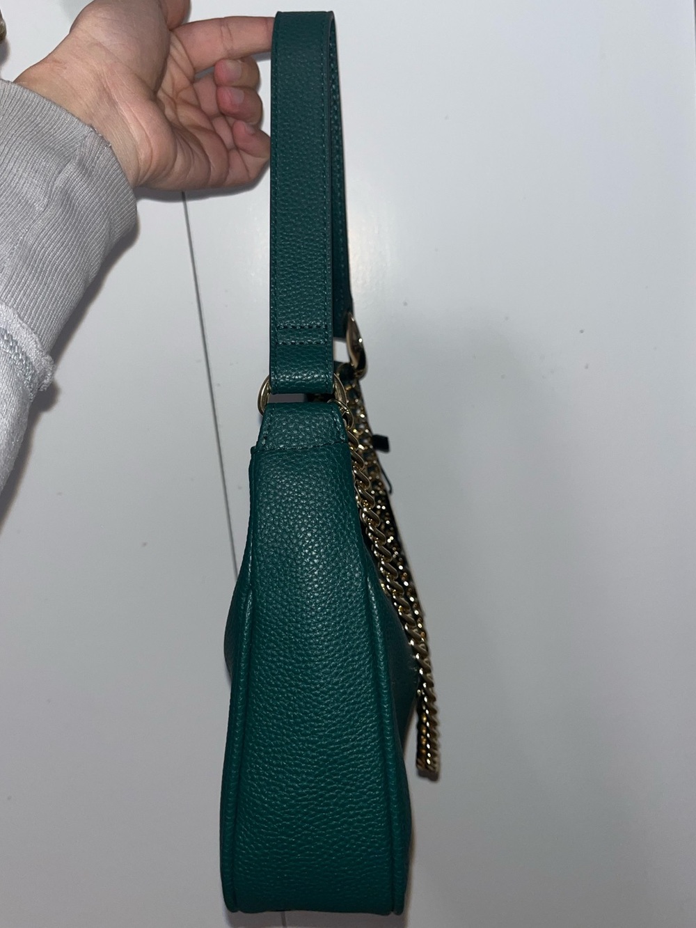 Nanette Lepore Alana Rain Forest Green Hobo Shoulder Bag NWT Gold Chain Accent